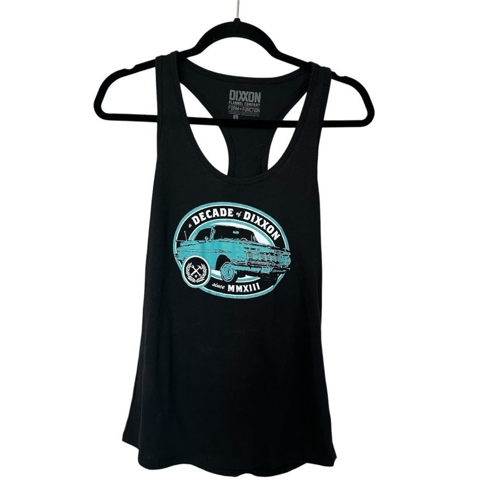 DIXXON Women’s Decade of Dixxon Black & Teal Racerback Tank Top Sz S NWOT